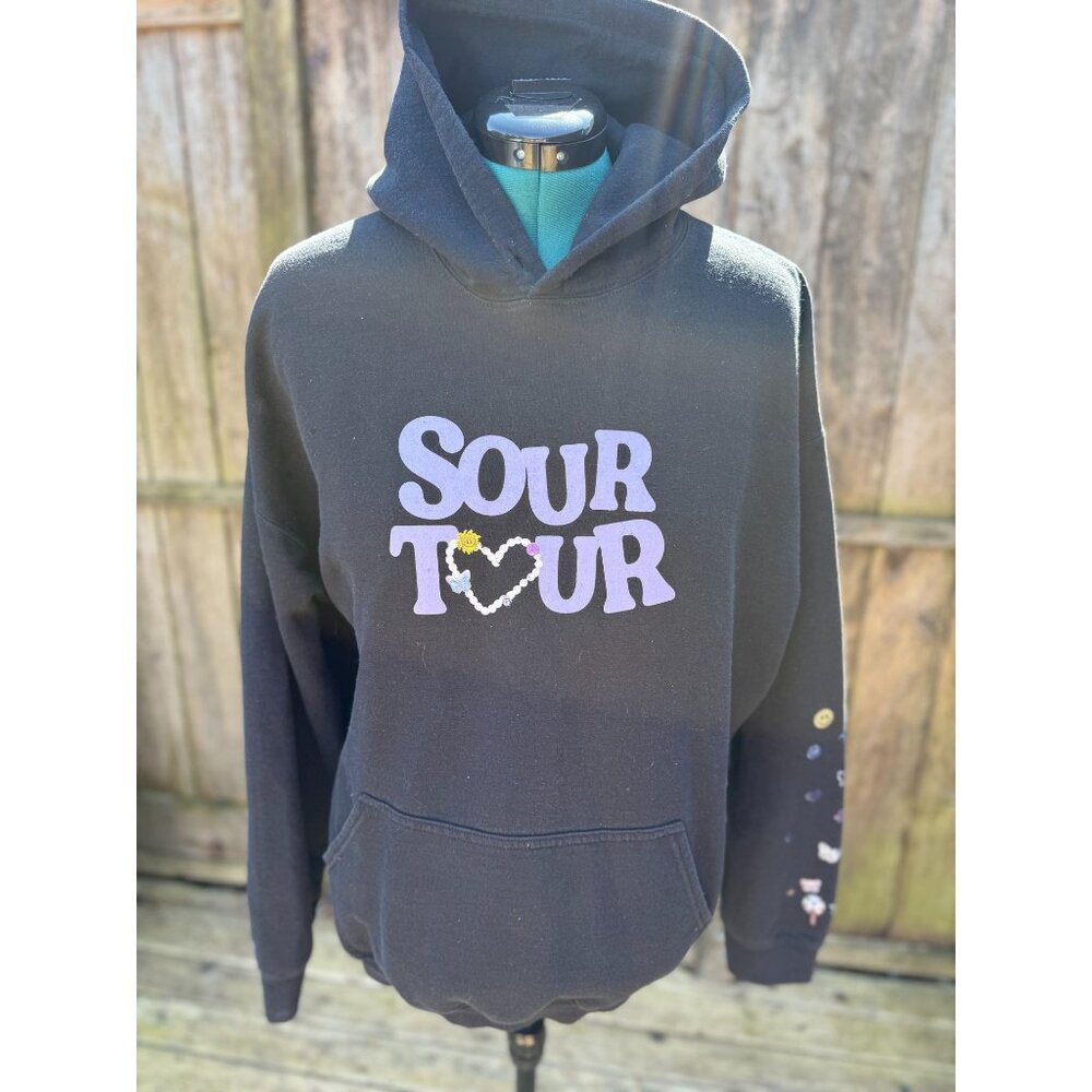 Olivia Rodrigo Sour Tour Black Hoodie with Tour Name on Front, All Over Graphics